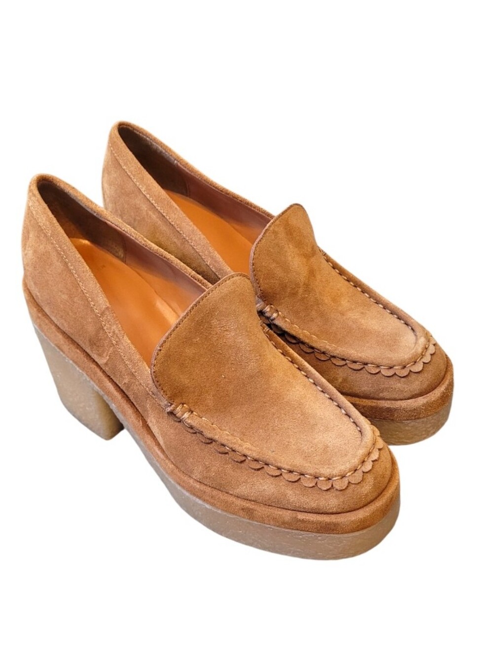Marc Fisher Lina Brown Suede Platform Loafers Size 7 - Picture 1 of 6